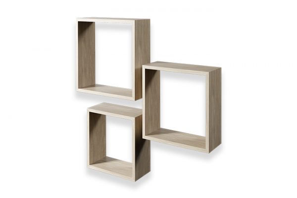 Wall Mount Cubes Set Pk Oak Flexi Storage