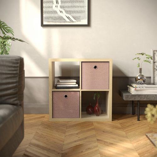 Flexi Storage Clever Cube Premium Fabric Insert Blush Pink fitted inside Clever Cube Units in a lounge room