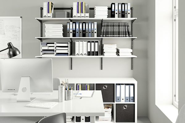 Flexi Storage Clever Cube 2 x 4 Cube White Storage Unit used horizontally as storage in home office
