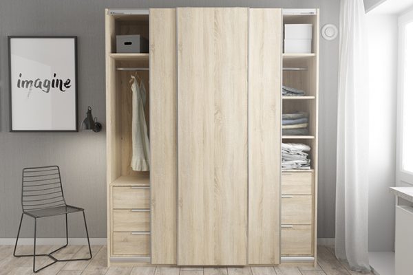 Sliding Wardrobe 3 Door Frame Oak Flexi Storage