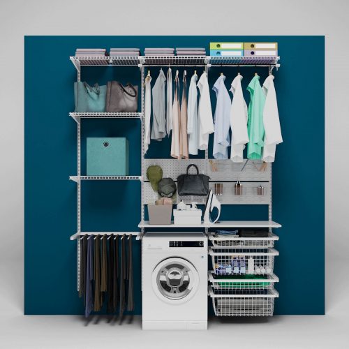 Flexi Storage Home Solutions Tote Board White fitted to Home Solutions system in a laundry