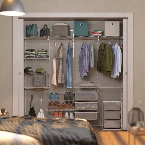 Flexi Storage Home Solutions Full Width Mesh Basket 3 Runner 285mm fitted to Sliding Basket Frame in a wardrobe