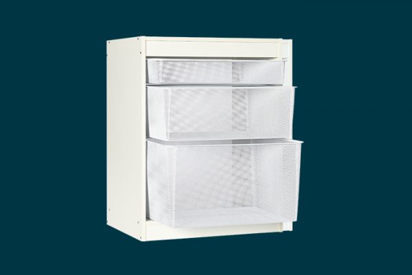Flexi Storage Home Solutions 6 Runner Timber Frame White with Mesh Baskets