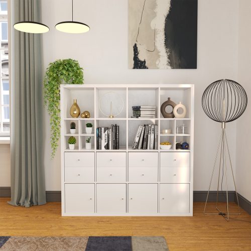 Flexi Storage Clever Cube Timber Insert 2 Drawer White High Gloss installed in Flexi Storage Clever Cube Unit