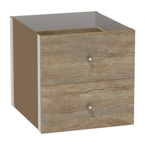 Flexi Storage Clever Cube Timber Insert 2 Drawer Oak isolated