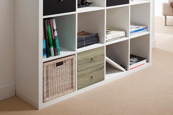 Flexi Storage Clever Cube Timber Insert 2 Drawer Oak installed in Flexi Storage Clever Cube Unit