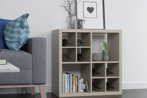 Flexi Storage Clever Cube Timber Insert Divider Oak installed in Flexi Storage Clever Cube Unit