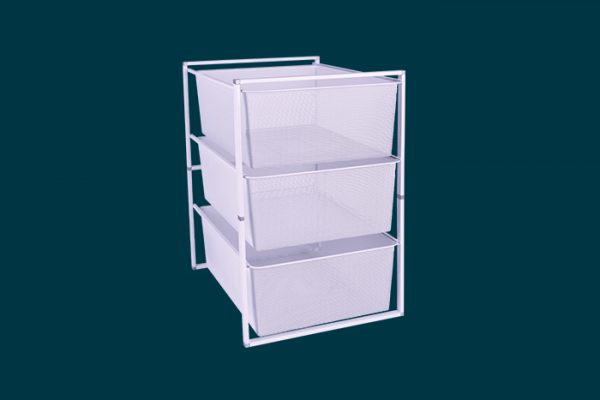 Flexi Storage Home Solutions 3 Mesh Basket and Frame Kit White isolated