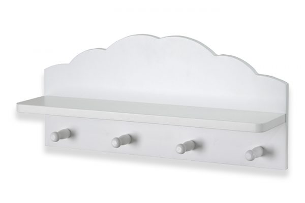 Flexi Storage Kids Cloud Floating Shelf With Hooks White isolated