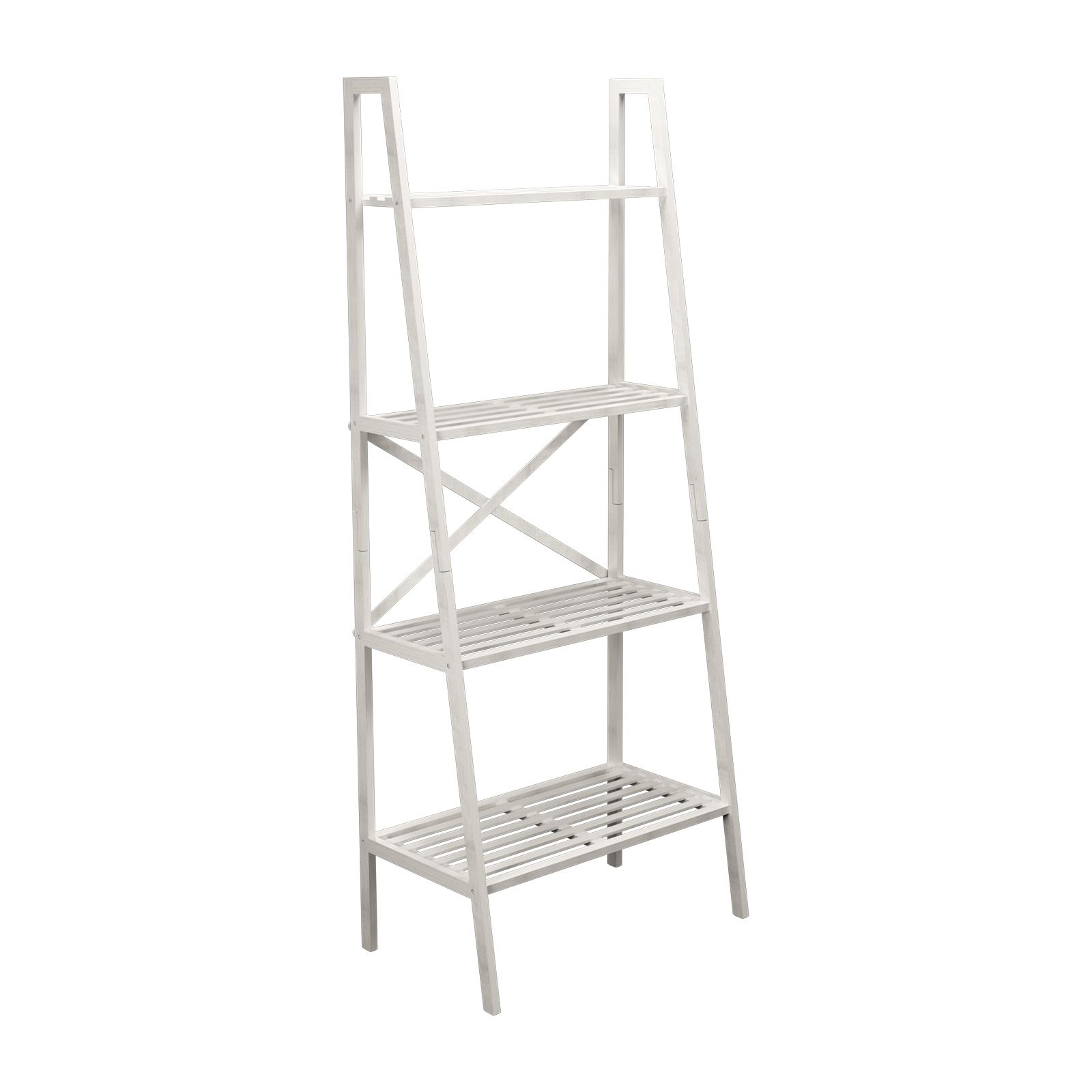 Bamboo 4 Tier Ladder Shelf White