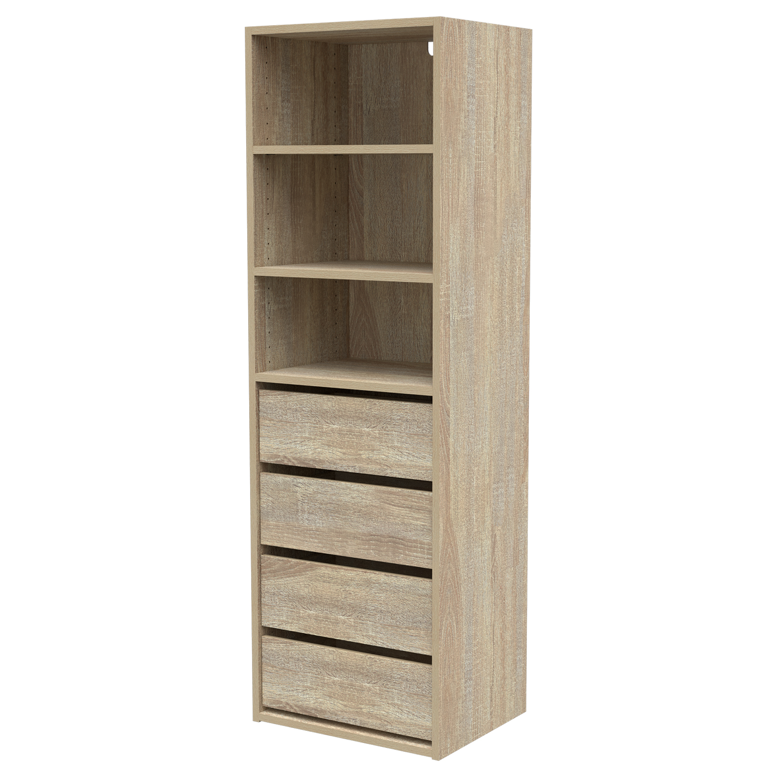 Wardrobe 400mm 3 Shelf 4 Drawer Unit Oak