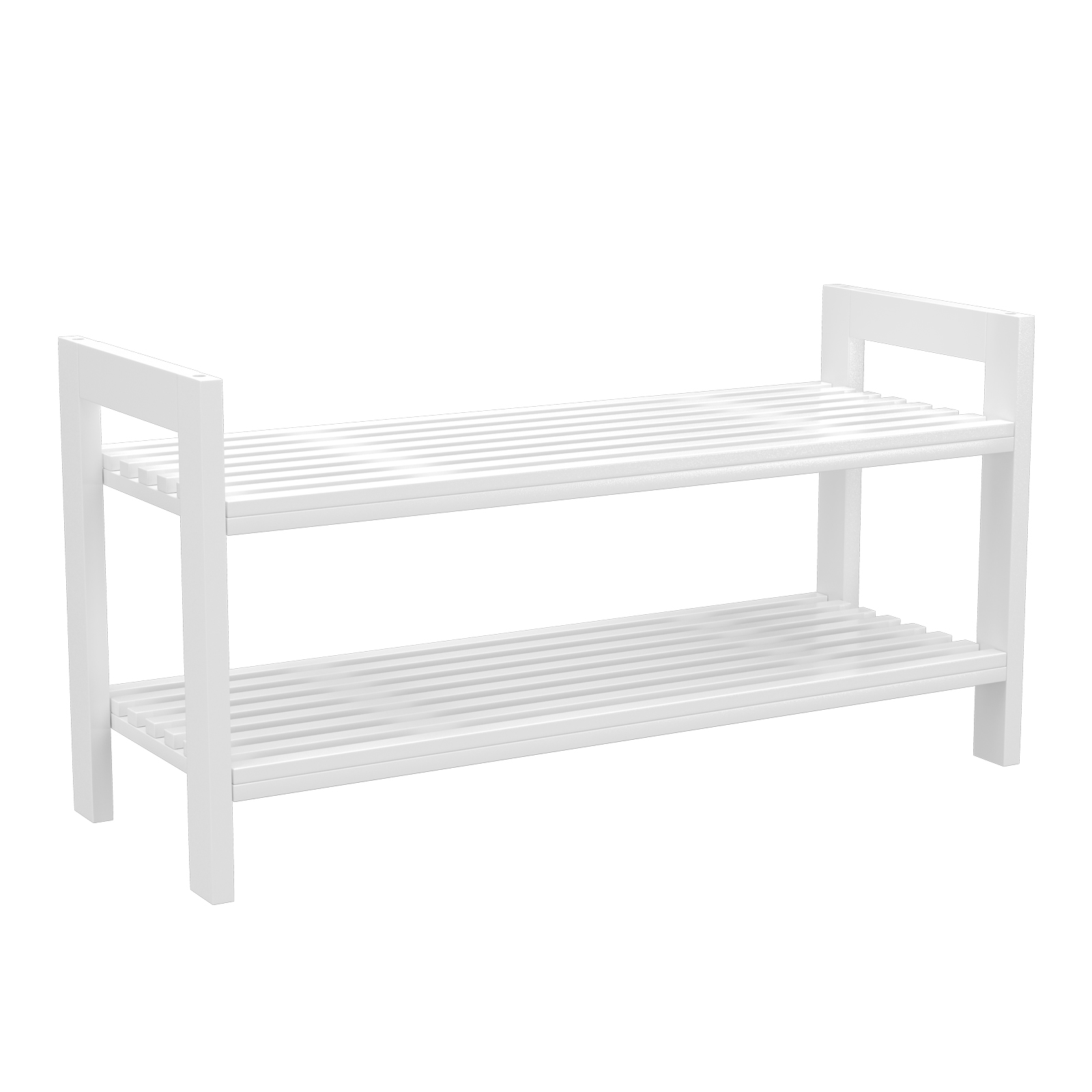 Bamboo Stackable 2 Tier Shoe Rack White
