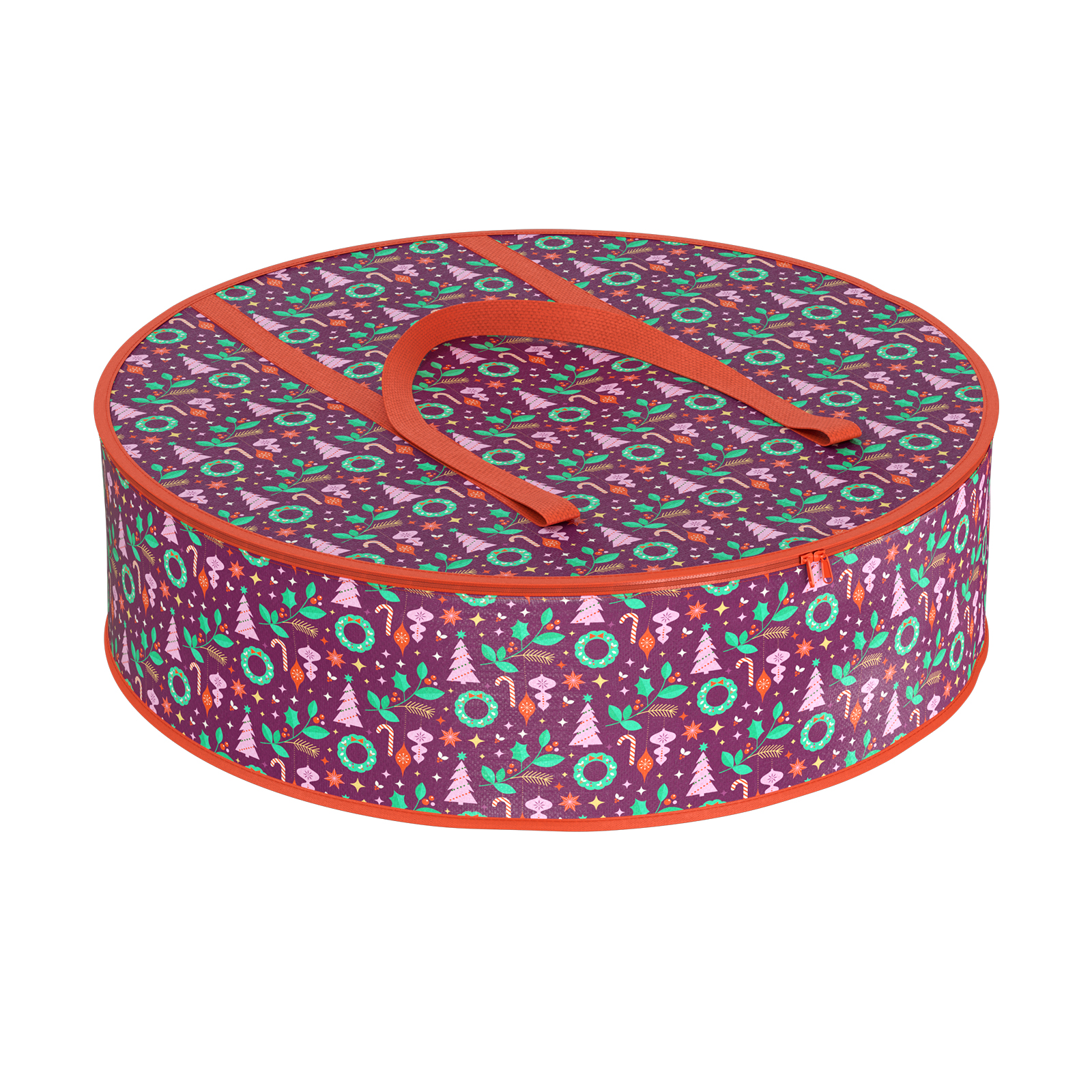 Christmas Wreath & Lights Storage Bag Printed Purple