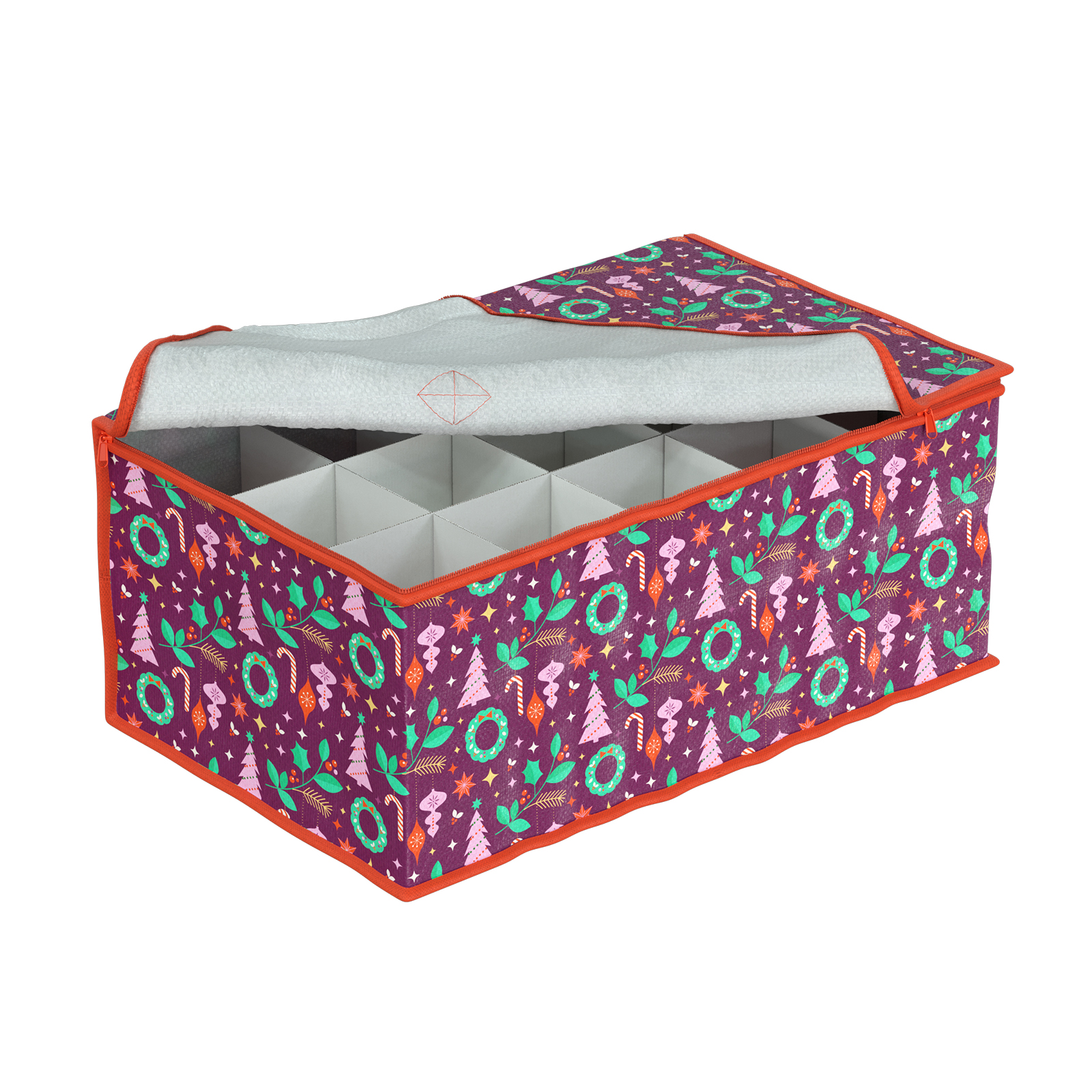 Christmas Ornament Storage Bag Printed Purple