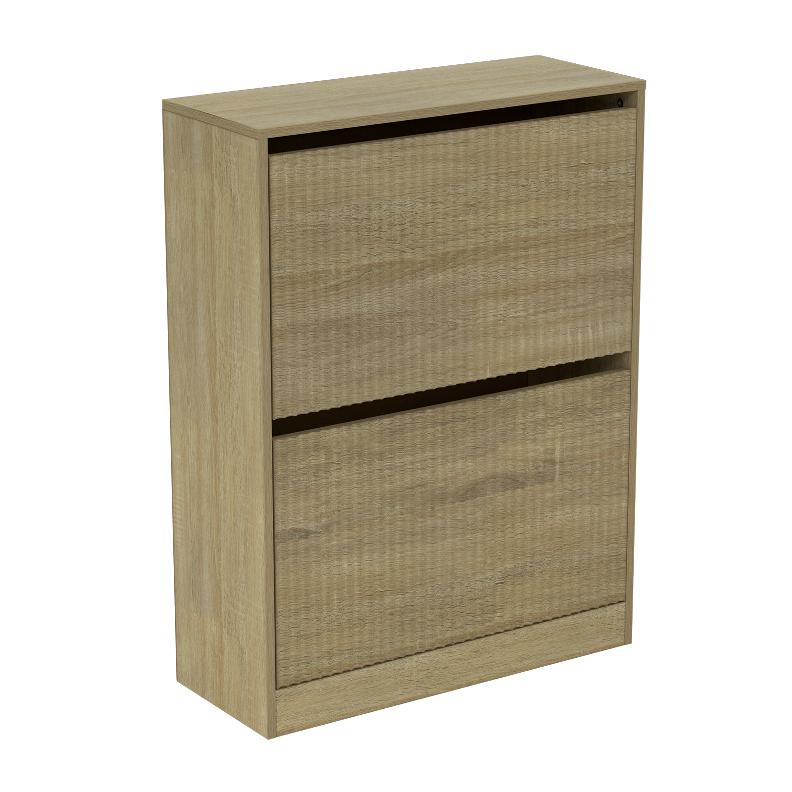 Corrugated 2 Door Shoe Cabinet Oak